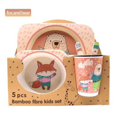 China Training Baby Eating 2023 New Children's Eco-Friendly Anti Falling Cup Spoon Fork Free Food Children Dinner Set Melamine Animal Tableware for sale