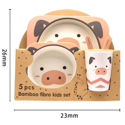 China Training Baby Eating Children Plates New Design Dinner Set Baby Cartoon Bamboo Fiber Children Tableware Cute Food Animal for sale