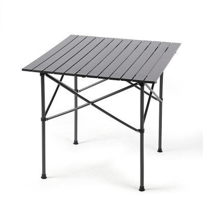 China Eco - Friendly Outdoor Portable Black Aluminum Square Roll Up Camping Folding Table For Picnic BBQ for sale