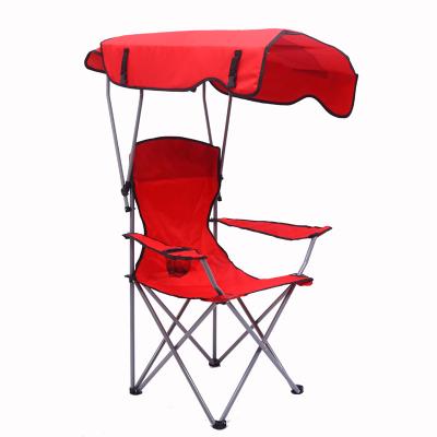 China Eco - Friendly Portable Camping Folding Beach Chair Lawn Chair With Canopy Sunshade for sale