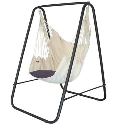 China Eco-friendly Canvas Cotton Hammock Hanging Chair Swing With Stand For Indoor Outdoor Room Patio for sale