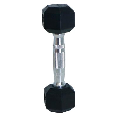 China Wholesale Durable Free Weight Black Dumbbell Hexagon Rubber Coated Rubber Wrapped Dumbbells for sale