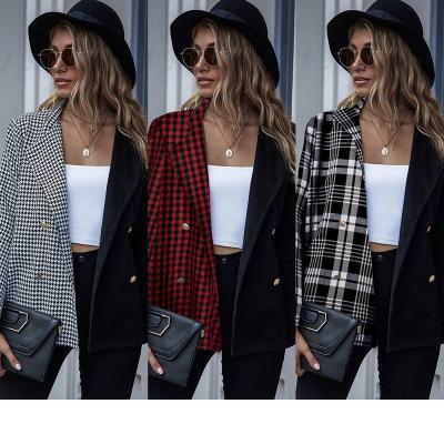 China Fashion Women's Outlet Factory Casual Coats Breathable Double Color Patchwork Blazers Printed Turn-Down Collar Suits for sale