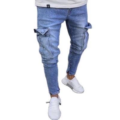 China Fashion Breathable Design Elastic Long Pants Pencil Zipper Ripped Jeans With Pocket for sale