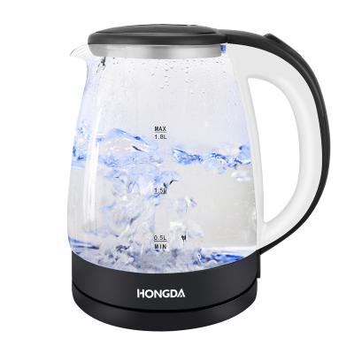 China 360 Degree Rotating Glass Base 2.0L Electric Water Kettle With Black White Plastic Parts for sale