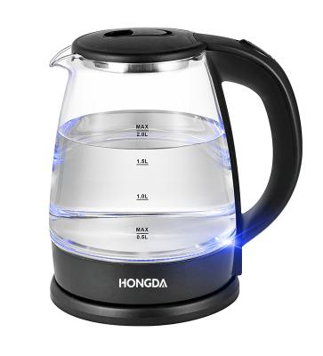 China 360 Degree Base 1.8L Luxury Glass Electric Water Rotation Kettle With SS Heating Plate for sale