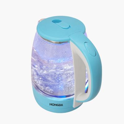 China 360 Degree Rotating Base 1.8L Blue Colored Glass Electric Water Kettle For Household for sale