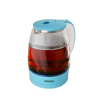 China 360 Degree Rotating Home Appliance 1.8L Base Blue Colored Glass Electric Water Kettle for sale