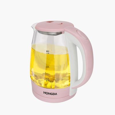 China 360 Degree Rotating Home Appliance 1.8L Base Blue Colored Glass Electric Water Kettle for sale