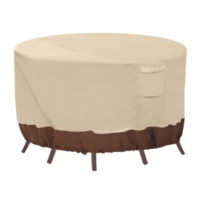 China Heavy Duty Waterproof Dustproof Rainproof Round Furniture Cover Polyester Garden Patio Table Chair Cover UV for sale