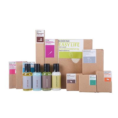 China Exquisite Disposable Hotel Amenities Customize Design Private Label Disposable Hotel Guest Bathroom Toiletries Eco Friendly Amenities Set for sale