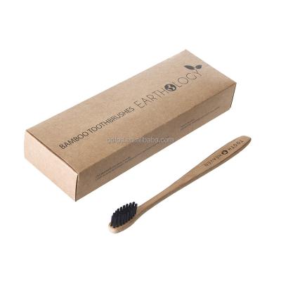 China Logo Soft Bristle Biodegradable Customized Biodegradable 100% Eco-Friendly Bamboo Toothbrushes Set of 10 Packs with Kraft Paper Box for sale