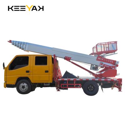 China JMC Diesel 6 Wheeler 4x2 Boom Ladder Telescopic Forklift 28m New For Mobile Home Factory Sale < 4L for sale