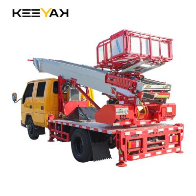 China 6 wheeler 4x2 telescopic boom ladder new 28m forklift for home factory sale JMC mobile diesel < 4L for sale