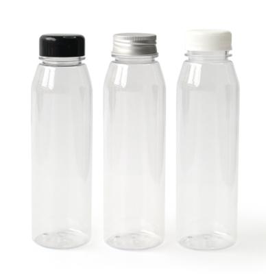 China food & Clear Beverage Packaging 8oz 16oz Food Grade PET Round Beverage Drinking Bottle With Cap for sale