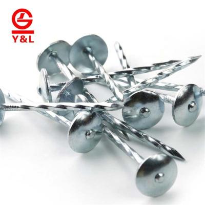 China Building Material Flat Galvanized-Bright Umbrella Color Head Roofing Nail for sale