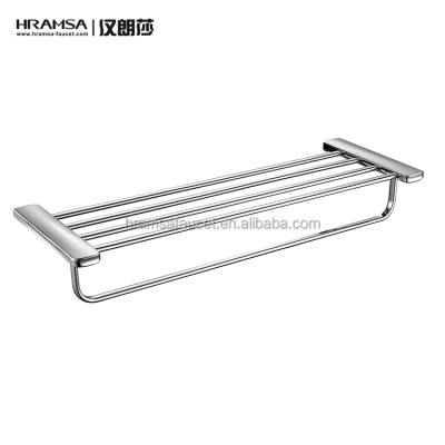 China Commercial Bathroom Bathroom Set Towel Shelf Towel Rack Double Tiers User Friendly Modern Wall Mounted Brass Towel Rack Wholesale for sale