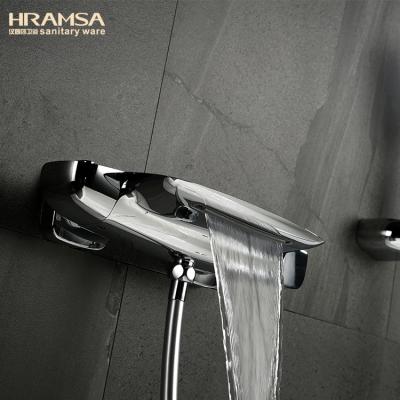 China New Waterfall Bathroom Faucets Waterfall Faucet Metered Thermostatic Bath Mixer for sale