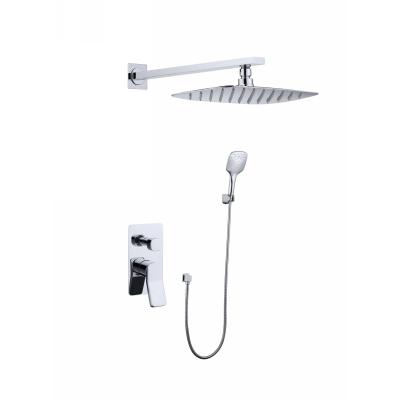 China Without Slide Bar Brass Bathroom Mixer Concealed Square Bath Faucet Bathroom Shower Faucet Set With Shower Head 304SUS for sale