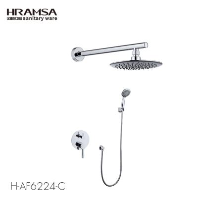 China Without HRAMSA Slide Bar In The Wall Waterfall Brass Shower Faucet Set Concealed Rain Shower Mixer With Shower Head for sale