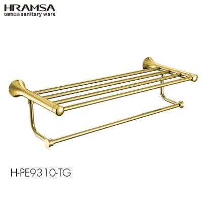 China Heater Chrome Bathroom Accessories Bathroom Brass Towel Rack With Towel Bar PE9310-TG for sale