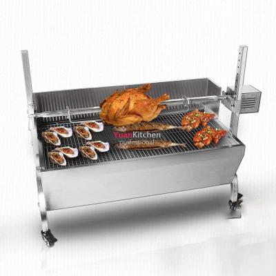 China Commercial 118cm Lamp 60kgs Lamp Goat Charcoal Spit Rotisserie Pig Roaster Pork Roaster Machine 28w Adjustable Motor for sale