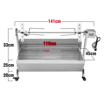 China Adjustable Height 118cm Charcoal Spit Rotisserie Pork Roaster Machine Pork Rotisserie 60kgs 28w Commercial Rotisserie Motor For Lamp Goat for sale