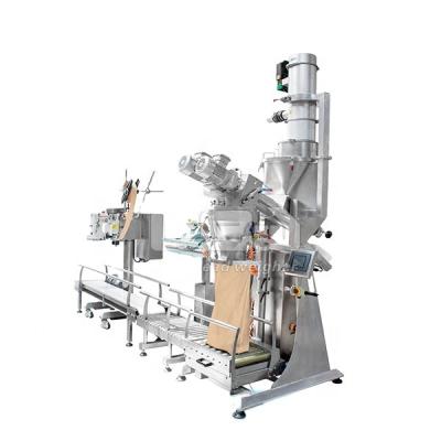 China Combination Chemical Auger Weighing Filling Sealing Machine Line With Cacuum Conveyor for sale