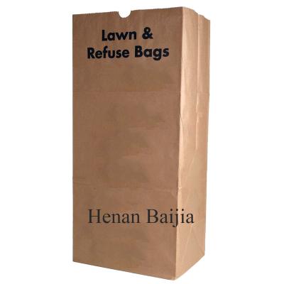 China Large Garden Paper Lawn And Leaf Bag Waste Bag Biodegradable Printed Kraft Paper Bag 30 Gallon for sale