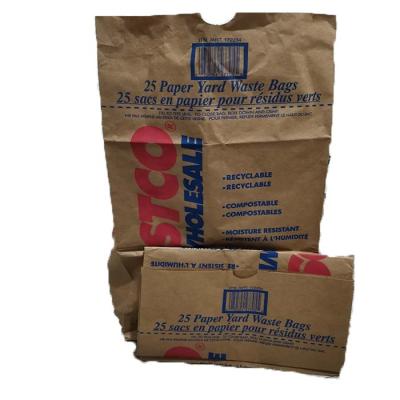 China Eco-friendly Biodegradable Compost Bag Brown Paper Bag 30 Gallon Leaf Lawn Garden Paper Bag Waste Garbage Bags for sale