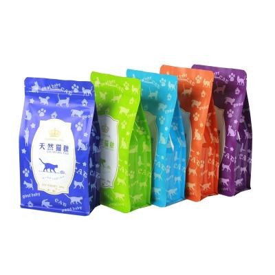 China Barrier Customized Holder Frosted Up Eight Side Sealing Aluminum Foil Four Ziplock Recyclable Cat Dog Pet Food Packaging Bags for sale