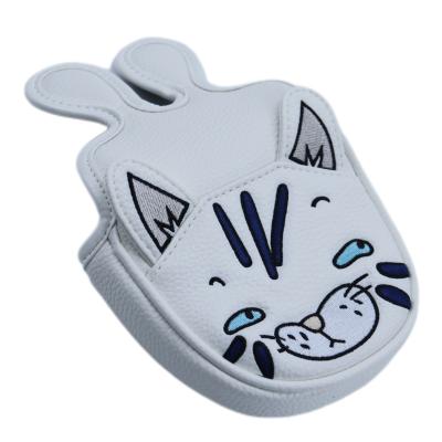 China Double PU Golf Club Cover Golf Accessories Golf Club Cover Golf Accessories Golf Club Putter Top Cover Semicircle Button Kitten Design for sale