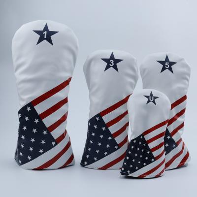 China PU Golf Club Cover Golf Accessories Golf Club Cover American Flag Five-pointed Star Design for sale