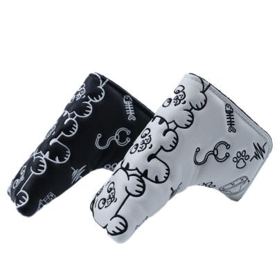 China PU Golf Club Cover Golf Accessories Golf Accessories Golf Club Putter Band Top Cover Three Kitten Straight Design for sale