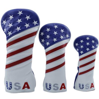 China PU Golf Club Cover Golf Accessories Golf Clubs Wooden Top Cover USA Style Design for sale