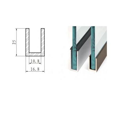 China Industry Aluminum U Channel For Glass Fence Railing Anodized Aluminum Channel Extrusion Glazing Industrial Aluminum Profile for sale