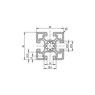 China Industry Extruded Industrial Aluminum Profile Aluminum Profile For Solar Panel Aluminum Profile 45x45 for sale