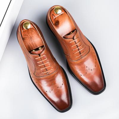 China Custom Made Best Price Men's Deodorization Dress Brogue Business Casual Stylish Genuine Leather Shoes And Oxfords for sale