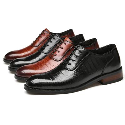 China Deodorization 2022 New Crocodile Plaid Designer Leather Pattern Men's Formal Stylish Shoes Wedding Oxford Leather Uppers for sale