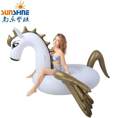 China Water Entertainment Environmental Protection PVC Tianma Plastic Floating Golden Sitting On The Inflatable Toys Water Flying Horse Floating On Sale for sale