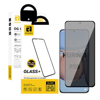 China 1 Pack Popular Anti-spy Anti-fingerprint Spot For HUAWEI P50 Screensaver Tempered Glass 19d Screen Protector for sale