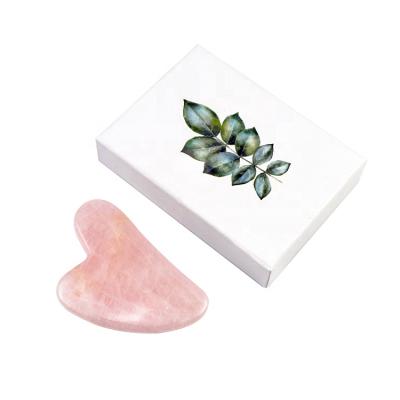 China Portable OEM High Quality Nephrite Scraping Face Massager Tool Brian Guasha Stones Pink Rose Natural Quartz Jade Gua Sha for sale