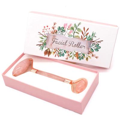 China Portable Custom Original Nephrite Label New Product Lowest Price Natural Pink Rose Quartz Gua Sha And Face Messenger Roller for sale