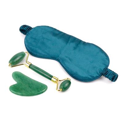 China Wholesale High Quality Anti-Puffiness 3 in 1 Stone Anti Aging Jade Roller Set Aventurine Jade Natural Face Gua Sha Beauty Skin Care for sale