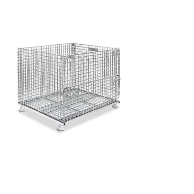 China Stackable Wire Mesh Pallet Cage Foldable Steel Mesh Box Pallet Heavy Duty Industrial Metal Warehouse for sale