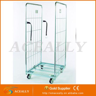 China Logistics Cars Shelves Easy Folding Handling Vehicle Wire Mesh Storage Containers for sale