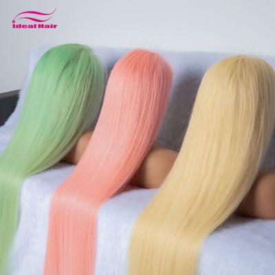 China Can Be Dyed Any Color 100 Percent Raw Virgin Korean Hair Full Lace Wig Unprocessed, Peruvian Straight Full Lace Hair Wig With Silk Top for sale