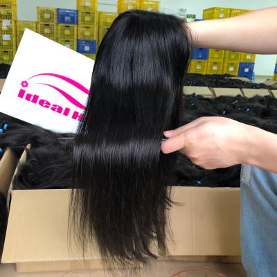 China Ideal Brazilian Straight Human Hair 13x4 Lace Front Wig Long 16-26 Inch Swiss Swiss Wig Silky Straight Wave Hairine Natural With Baby Hair for sale