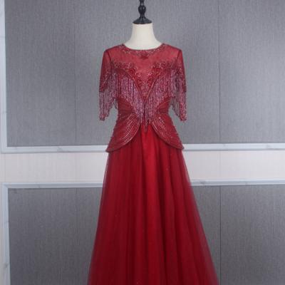 China Beaded Formal Dress Evening Dress A-Line Red Anti-Static For Women Dress for sale