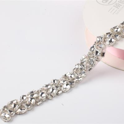 China 10 yards bridal rhinestone sash wedding dress sash chain rhinestone chain accessories for sale